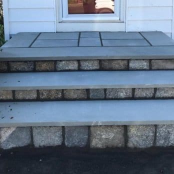 Flagstone masonry entrance steps and walkway