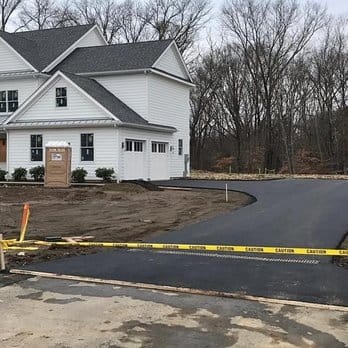 Finished residential driveway at a new home construction site